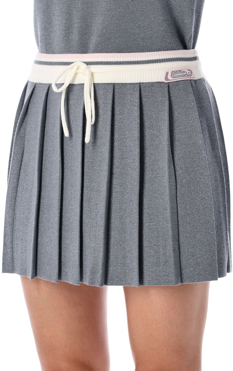Casablanca Pleated Mini Skirt Silver Merino Argento Zilver