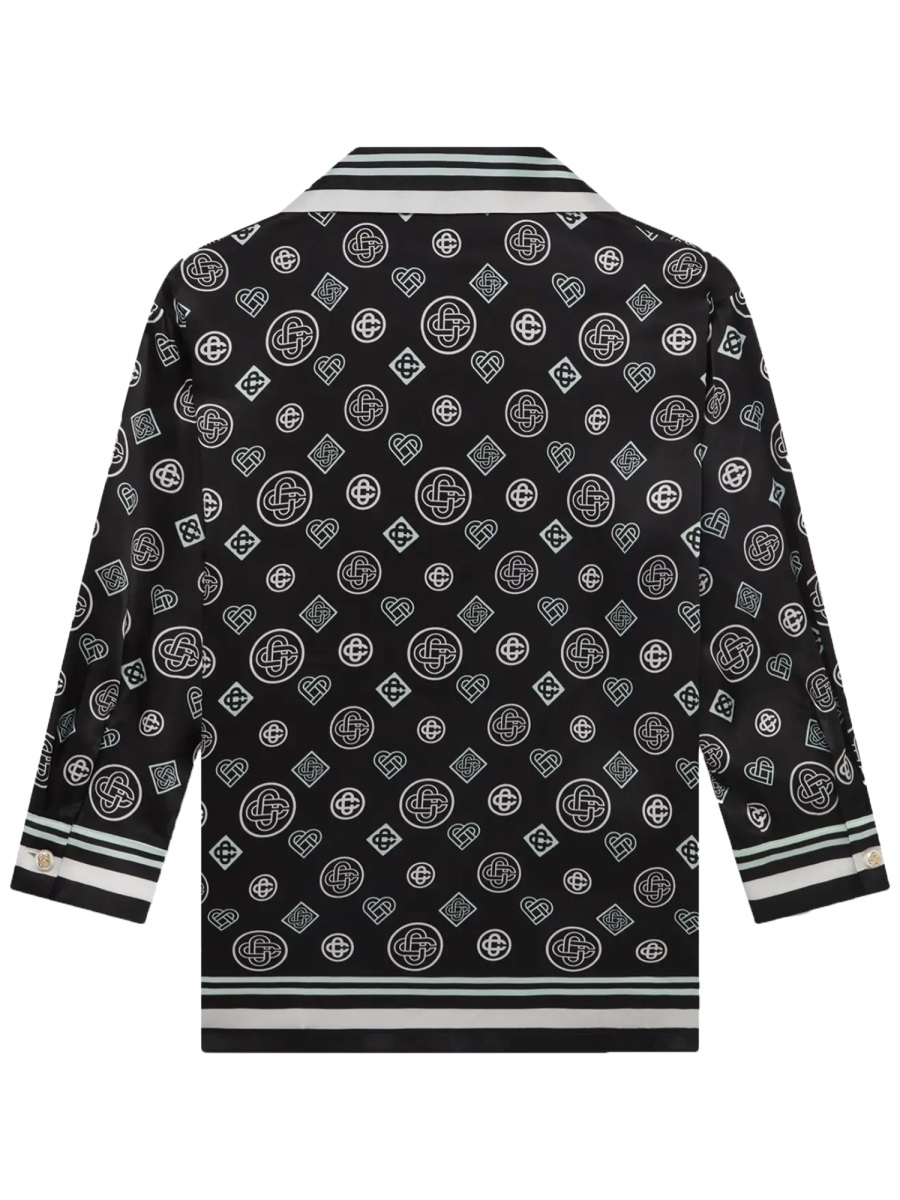 Casablanca Silk Monogram Print Relaxed Shirt Zwart