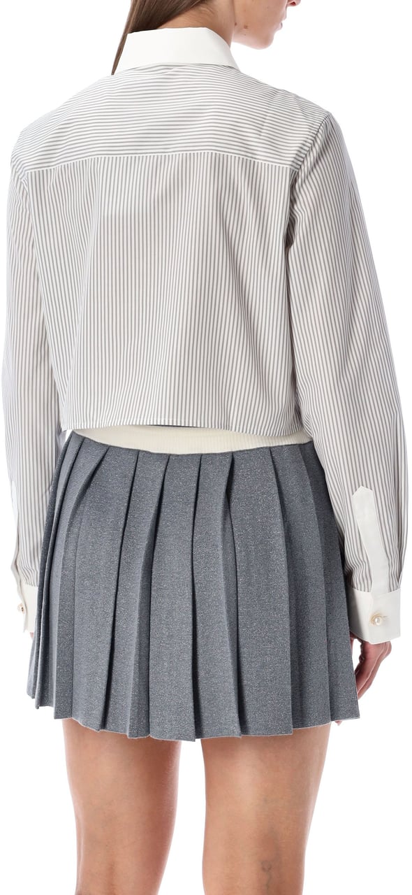 Casablanca Crop Shirt Popeline Stripe White Wit