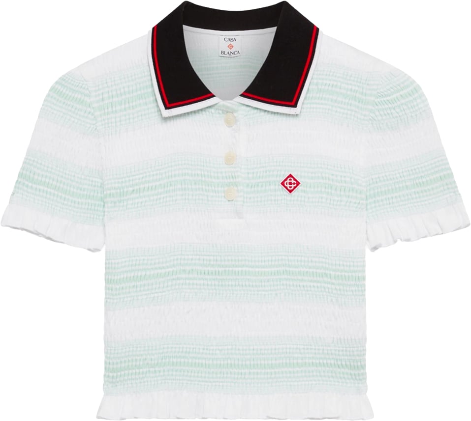 Casablanca Stripe Shirred Polo Top Divers