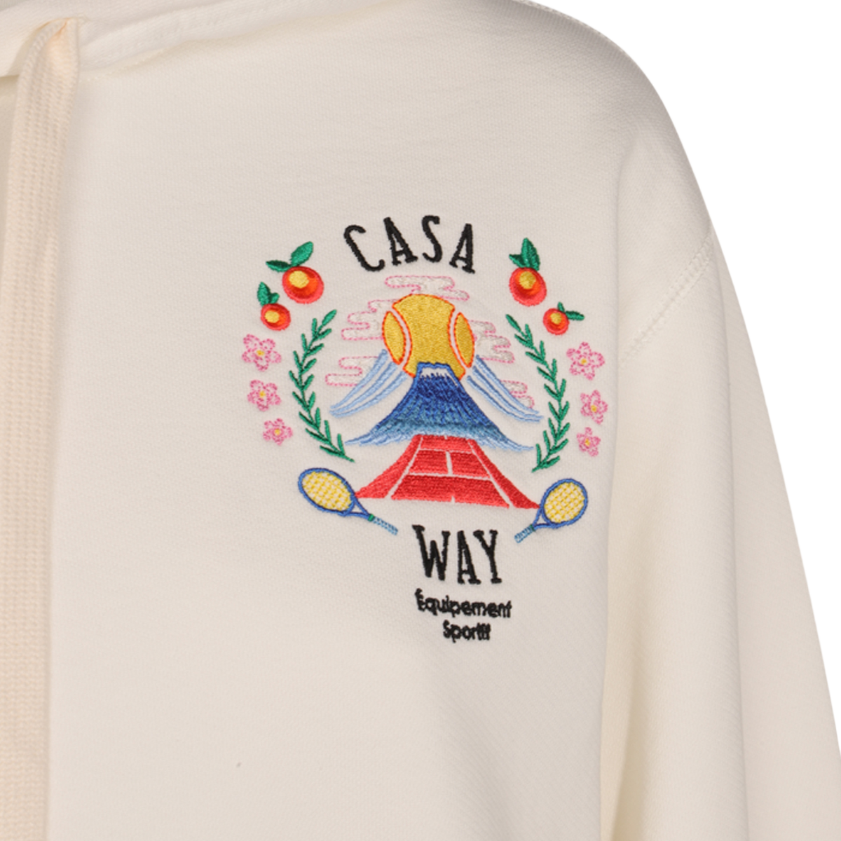 Casablanca Relaxed-Fit Creamy White Hoodie with Floral Embroidery Wit