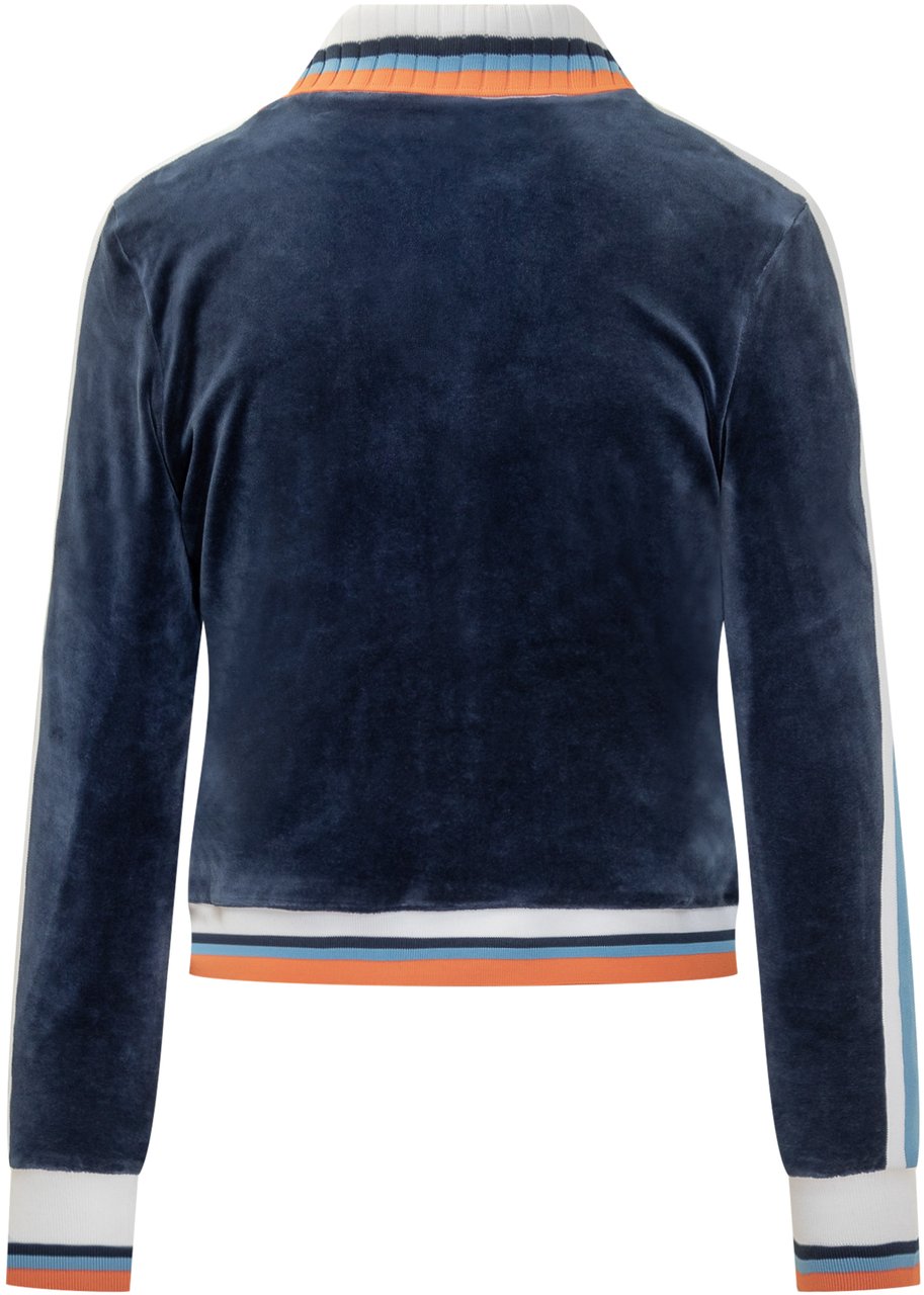 Casablanca Casablanca Maglia Zip Velluto Blauw