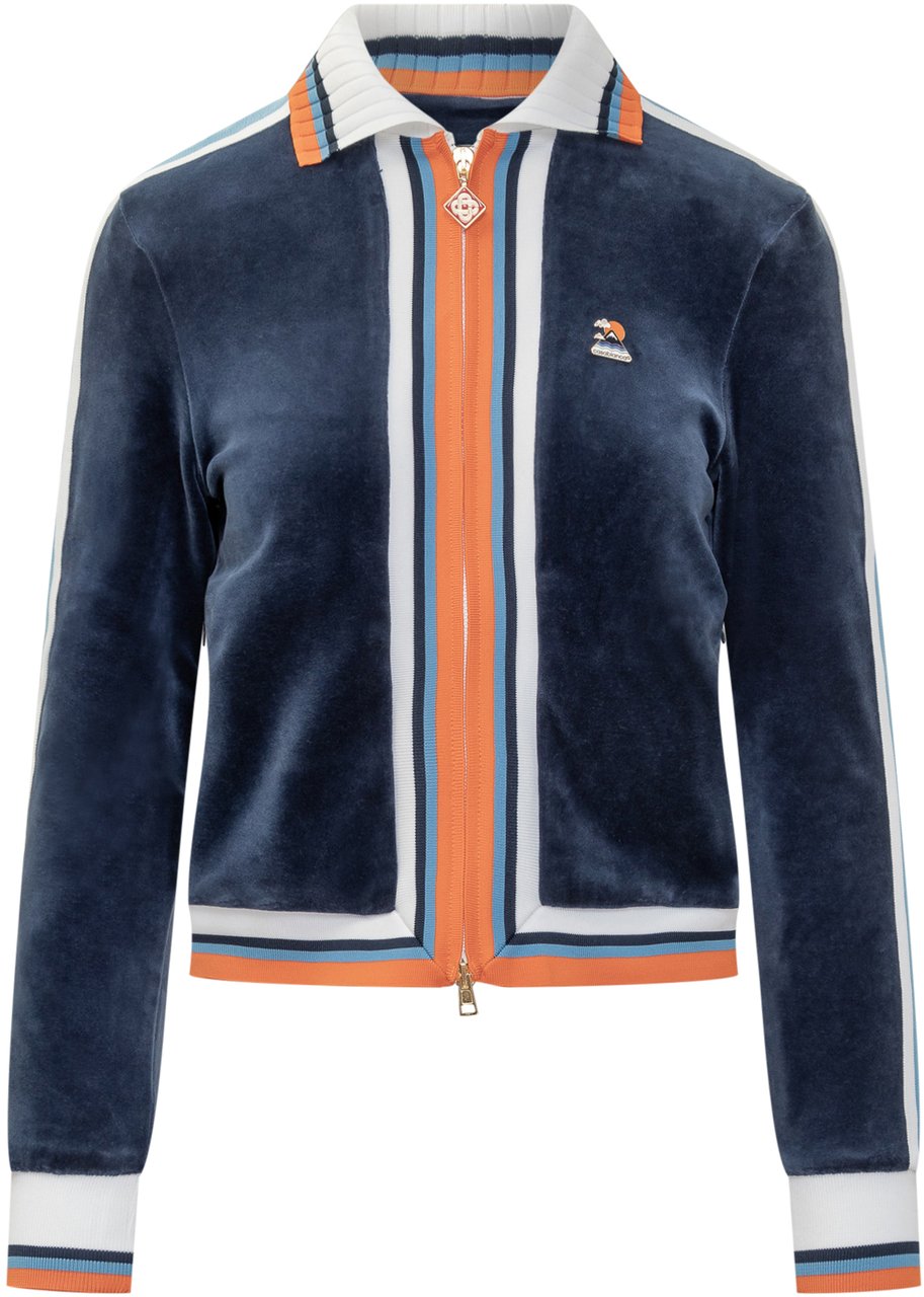 Casablanca Casablanca Maglia Zip Velluto Blauw