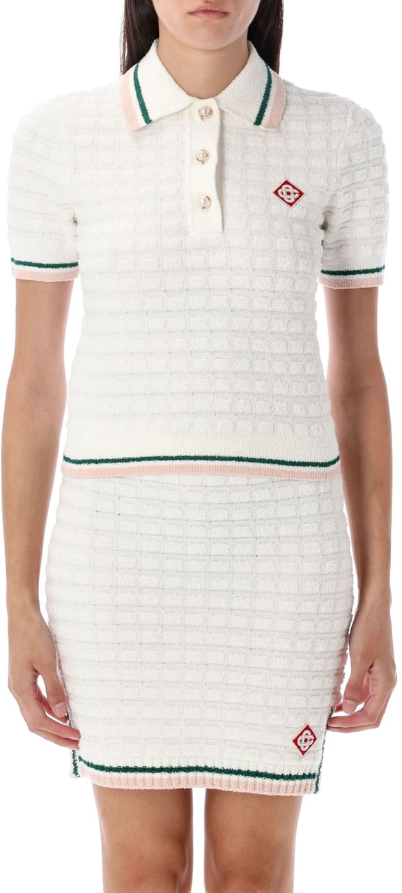 Casablanca Bouclé polo shirt Wit