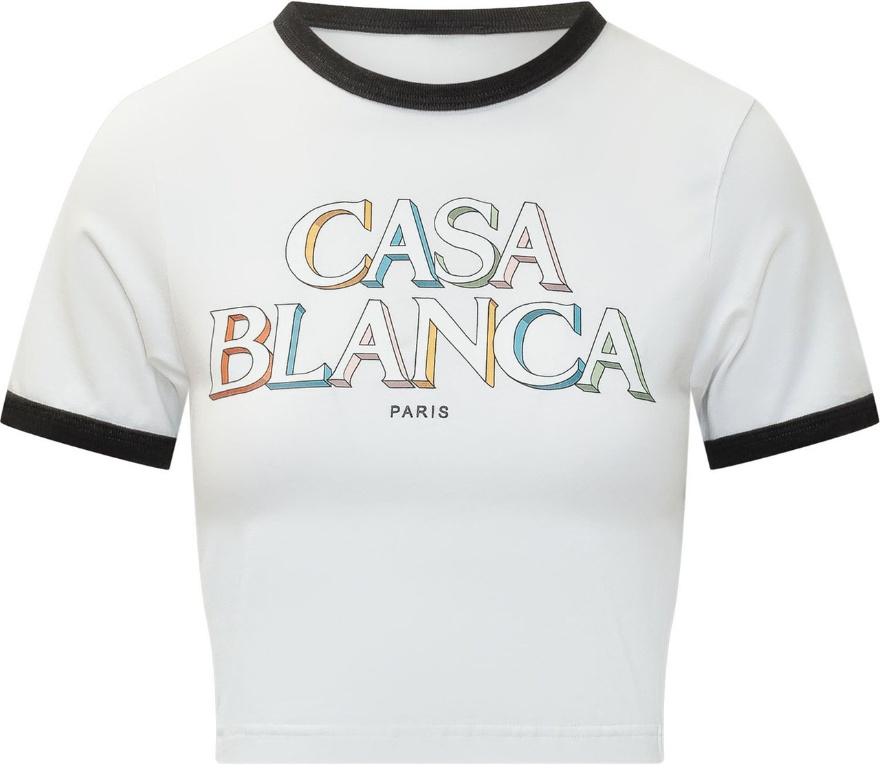 Casablanca T-shirt Cropped Baby con Lettering Wit