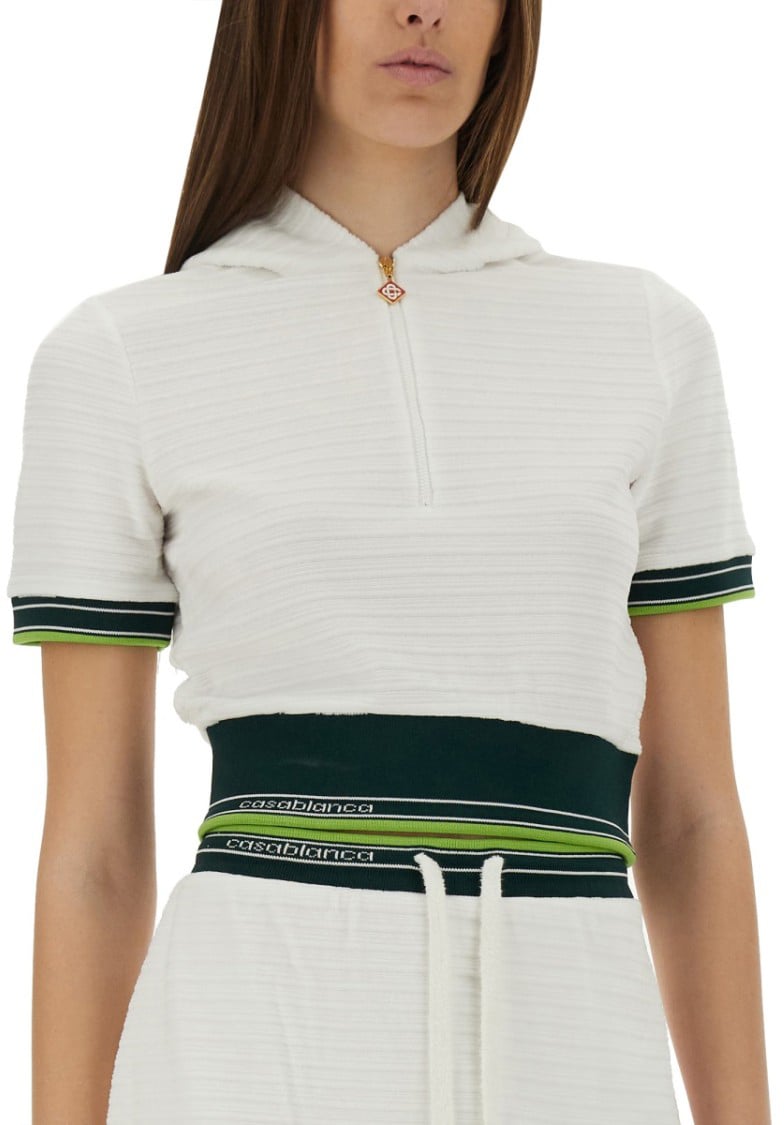 Casablanca Cropped Tennis Shirt With Zip-Up Front Wit