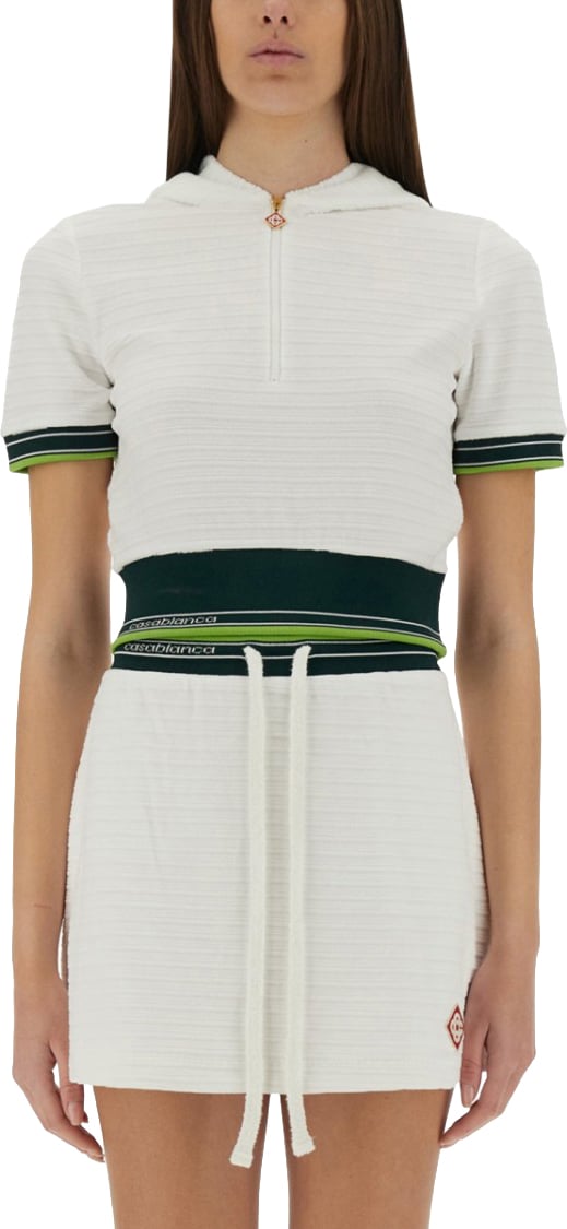 Casablanca Cropped Tennis Shirt With Zip-Up Front Wit