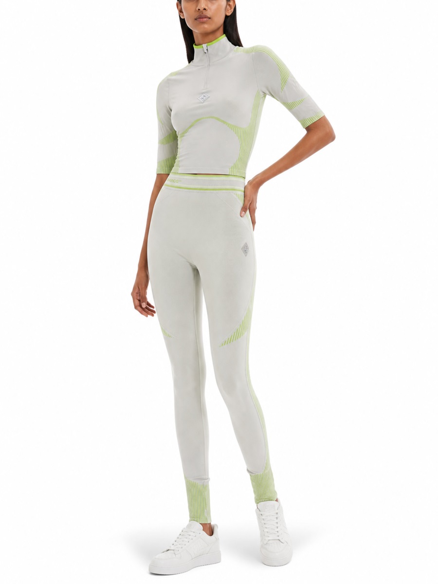 Casablanca Light Neutral Polyamide Zip Crop Top Wit
