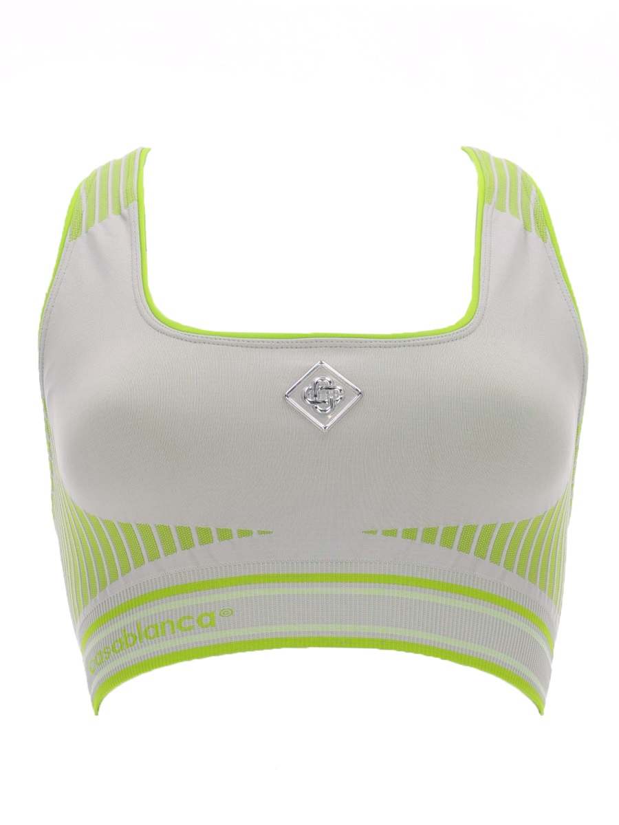 Casablanca Seamless Polyamide-Blend Striped Bralette Top Grijs
