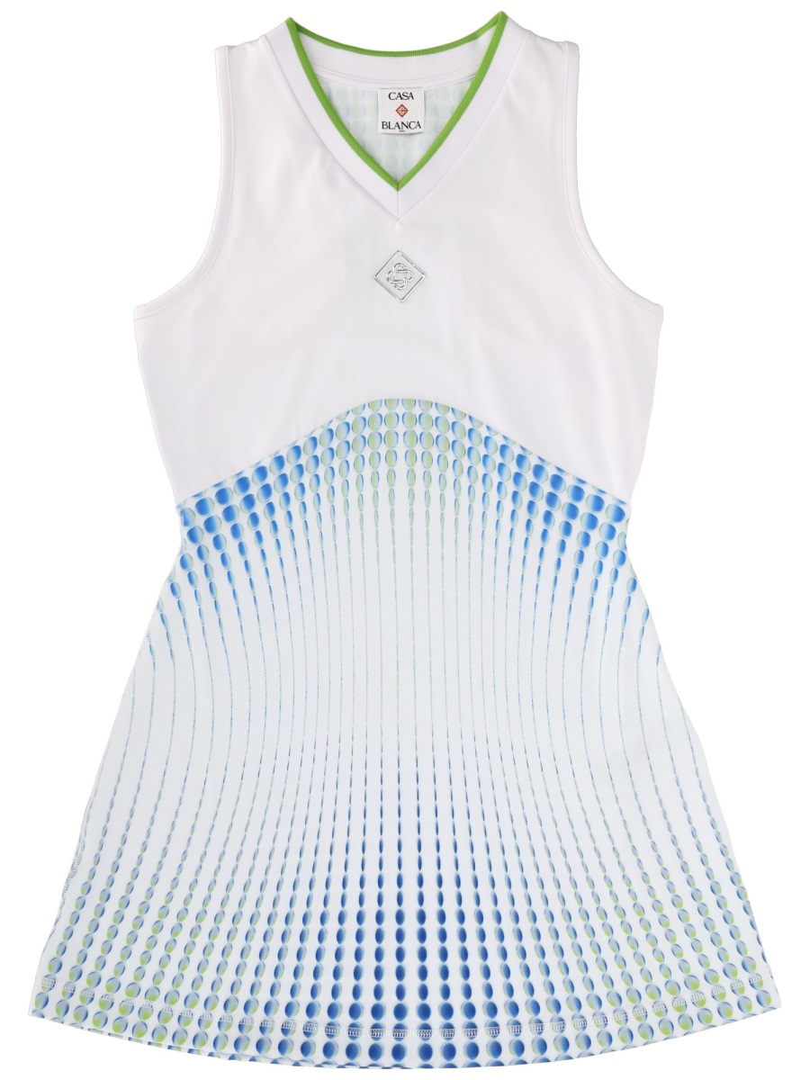 Casablanca Blue Dot Gradient Mini Dress Wit