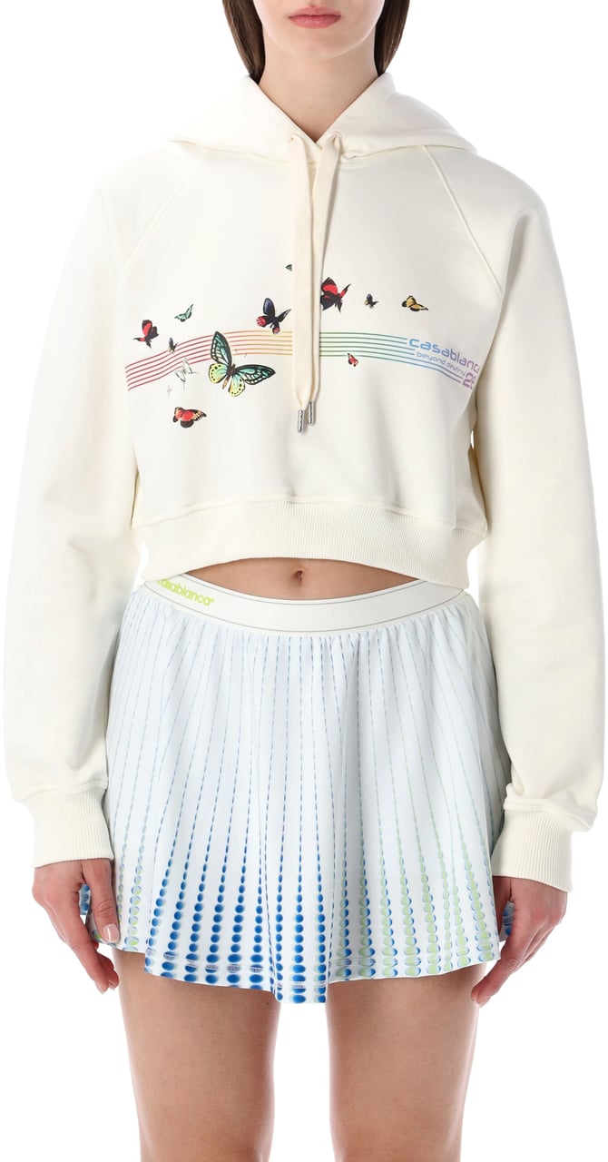 Casablanca Casablanca Butterfly crop hoodie Wit