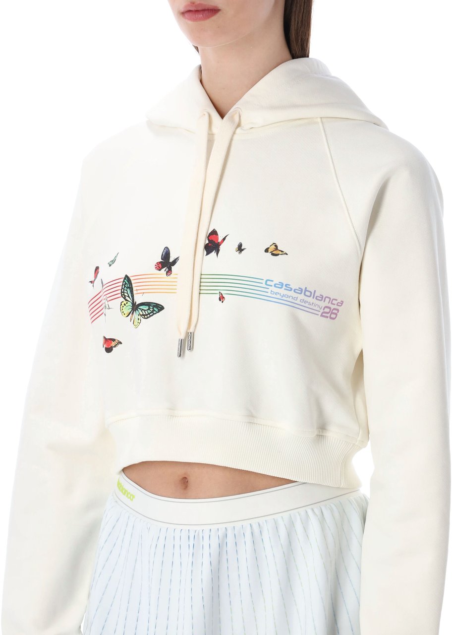 Casablanca Casablanca Butterfly crop hoodie Wit
