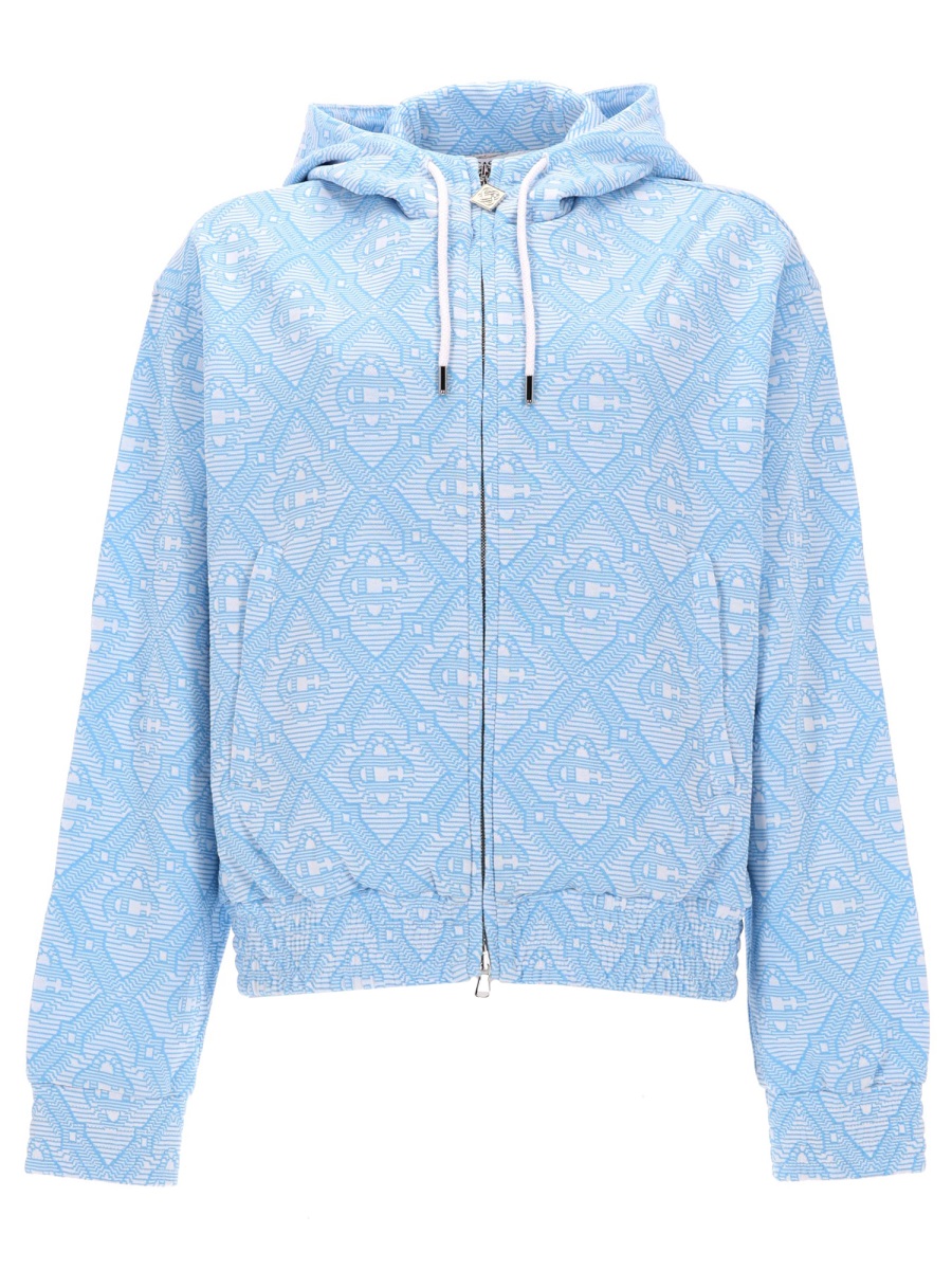 Casablanca Light Blue Geometric Jacquard Hoodie Blauw