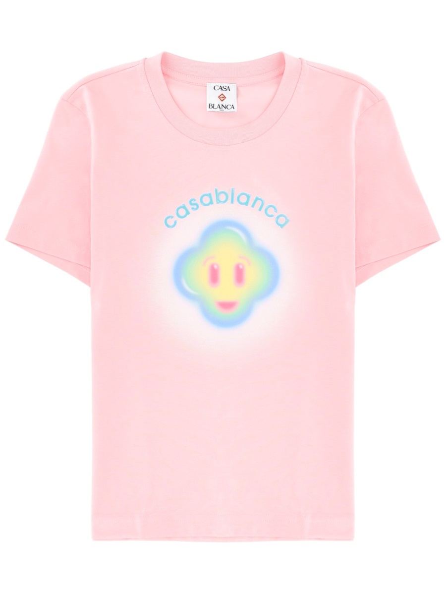Casablanca Airbrush Smiley Organic Cotton T-Shirt Neutraal