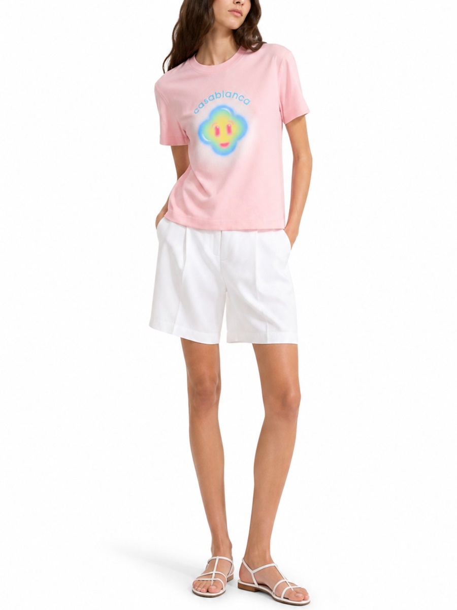Casablanca Airbrush Smiley Organic Cotton T-Shirt Neutraal