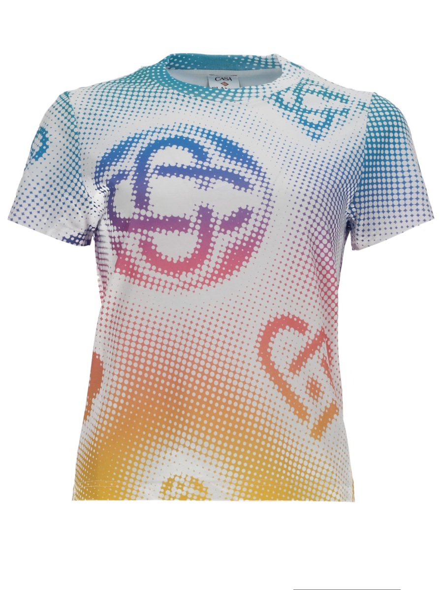 Casablanca White Airbrush Smiley Organic Cotton T-Shirt Wit
