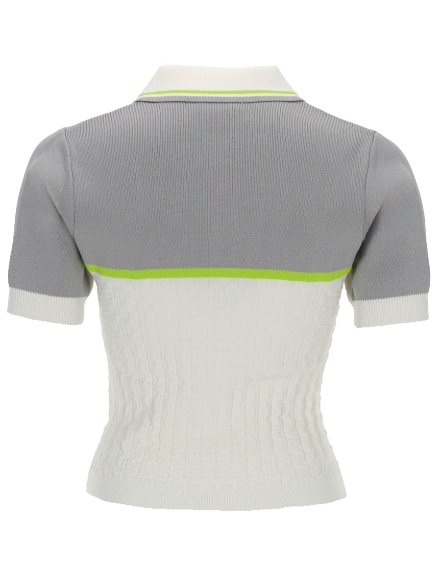 Casablanca Tennis Fitted Textured Zip Polo Shirt Wit
