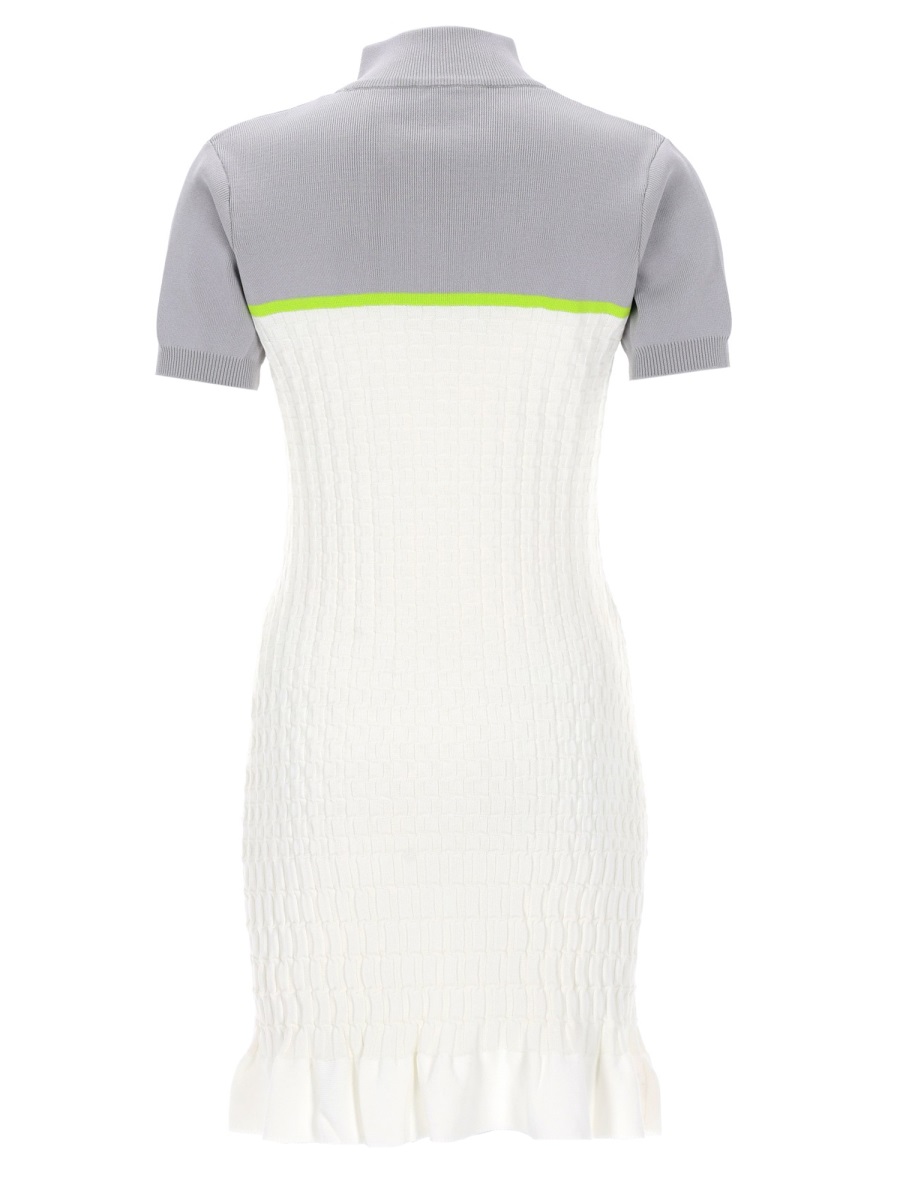 Casablanca Grey Tennis Neon Stripe Polo Shirt Dress Wit