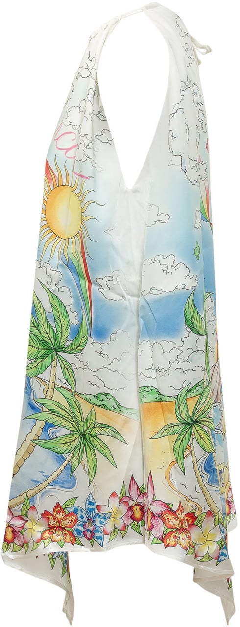 Casablanca Abito con Scollo all Americana e Stampa Grafica Wit