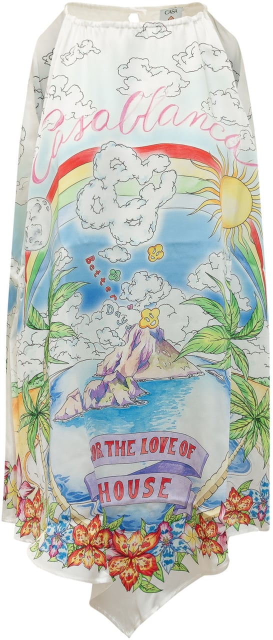 Casablanca Abito con Scollo all Americana e Stampa Grafica Wit