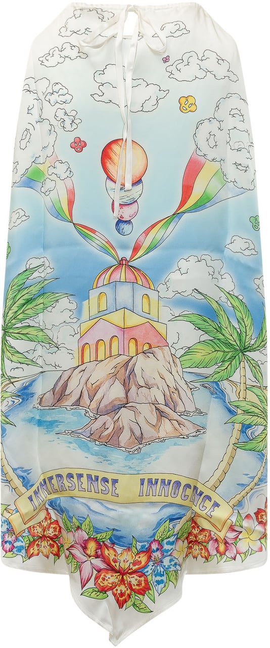 Casablanca Abito con Scollo all Americana e Stampa Grafica Wit