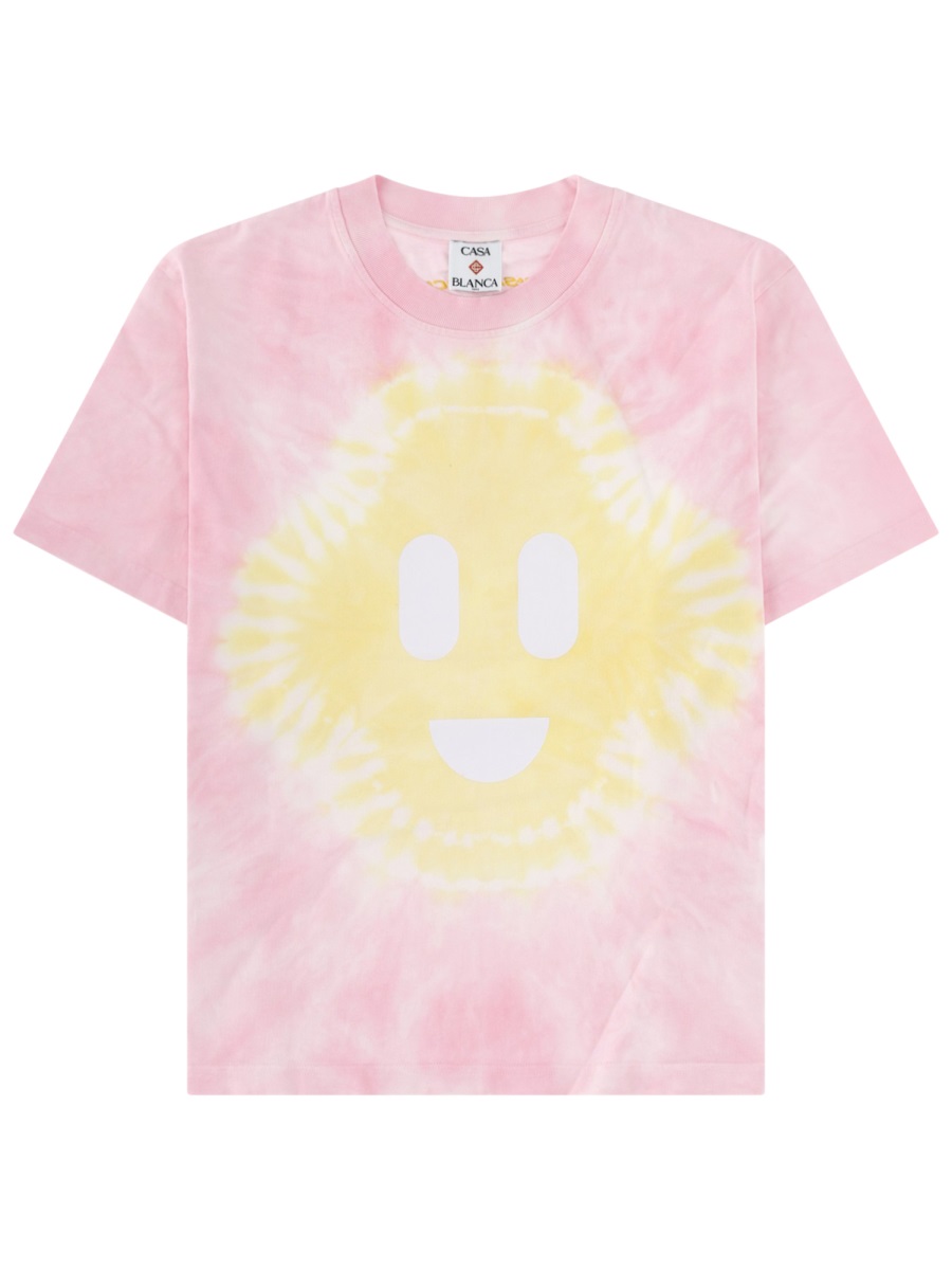 Casablanca Pink Smile Tie Dye T-Shirt Roze