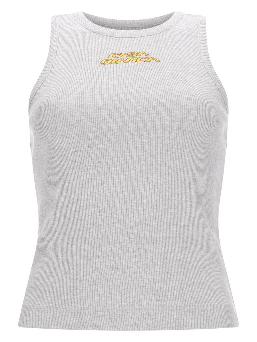 Casablanca Grey Ribbed Fitted Tank Top Wit