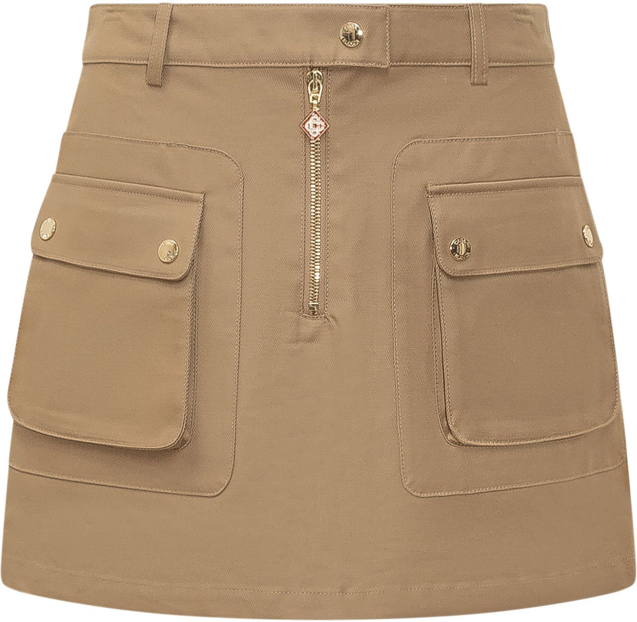 Casablanca Minigonna con Tasche e Zip Frontale Beige