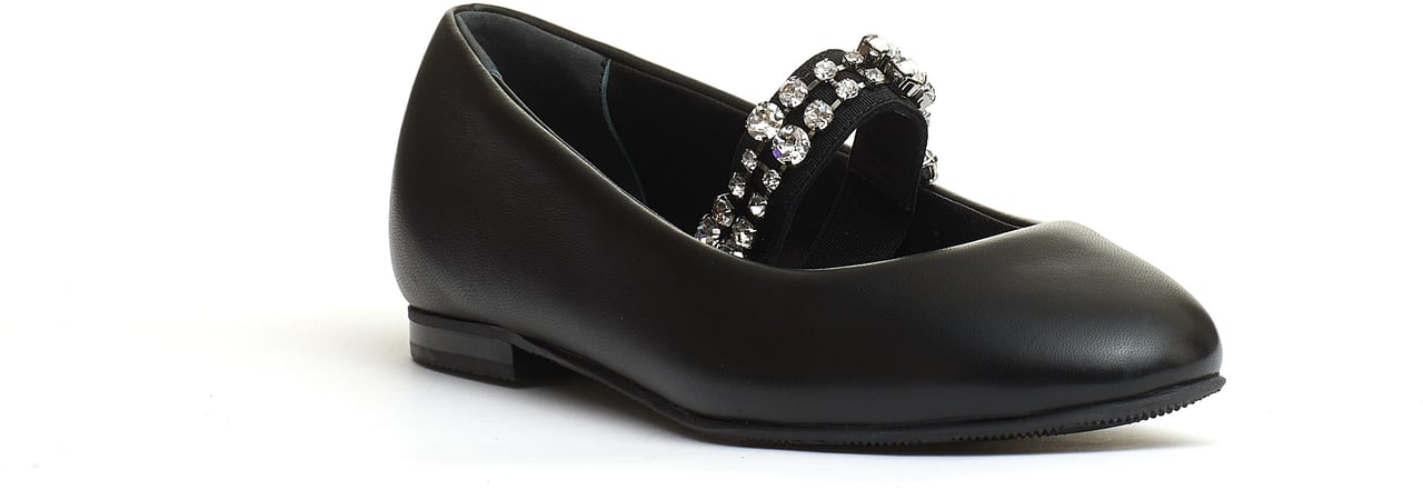 Casadei Ballerina Nera Cinturino Strass Zwart