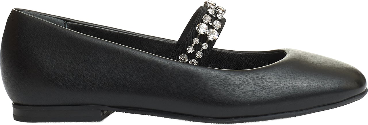 Casadei Ballerina Nera Cinturino Strass Zwart