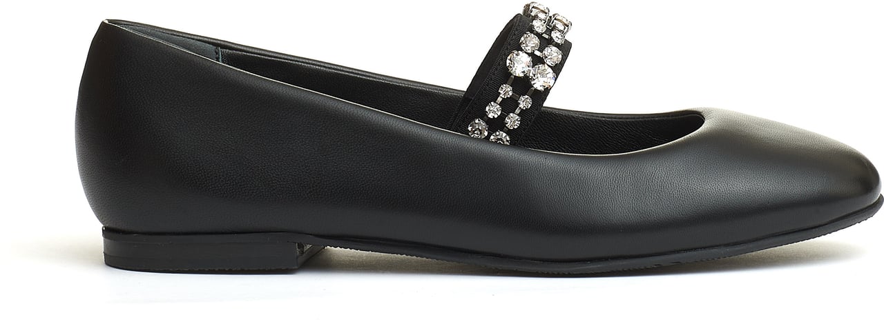 Casadei Ballerina Nera Cinturino Strass Zwart