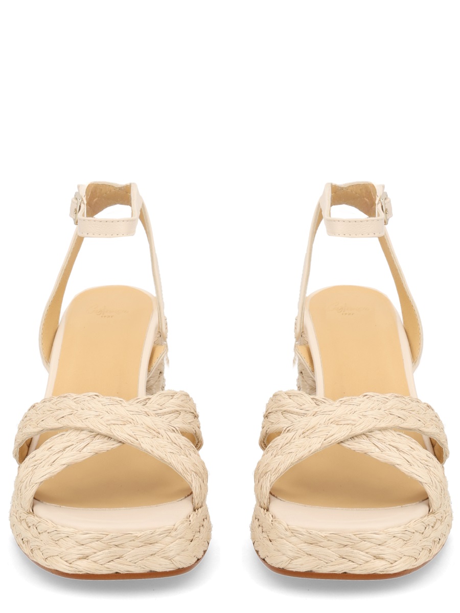 Castaner Valeriette/258 Braided Raffia Block Heel Sandals Neutraal