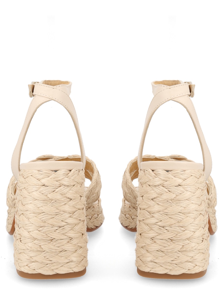 Castaner Valeriette/258 Braided Raffia Block Heel Sandals Neutraal