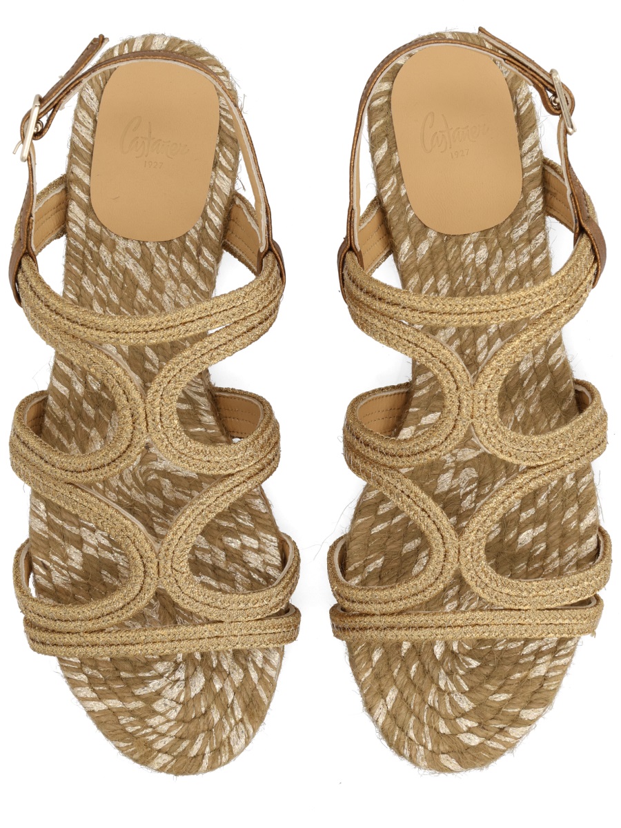 Castaner Pitra Cotton Woven Flat Sandals Bruin