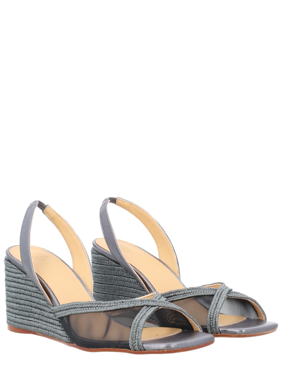Castaner Slingback Espadrille Wedge Sandals With Transparent Mesh Panels Grijs