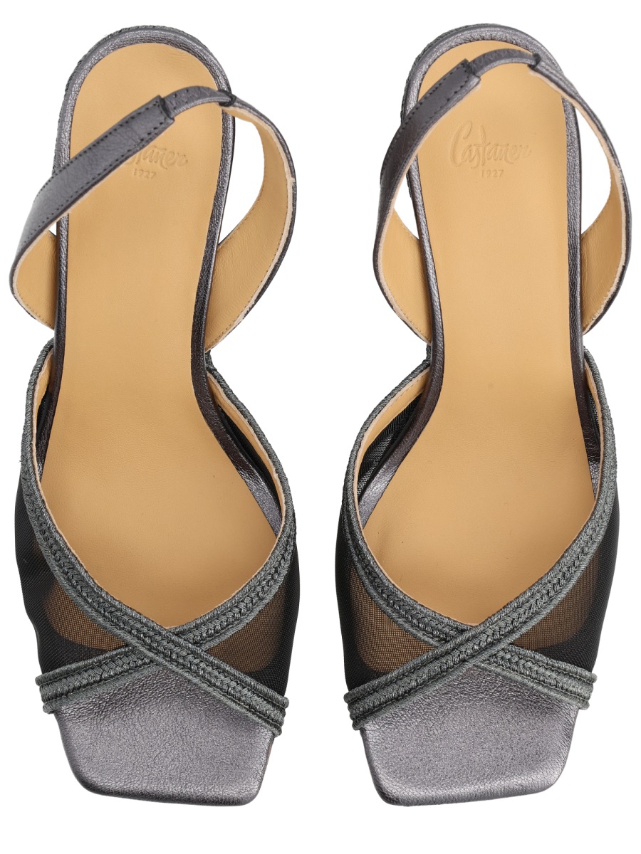 Castaner Slingback Espadrille Wedge Sandals With Transparent Mesh Panels Grijs