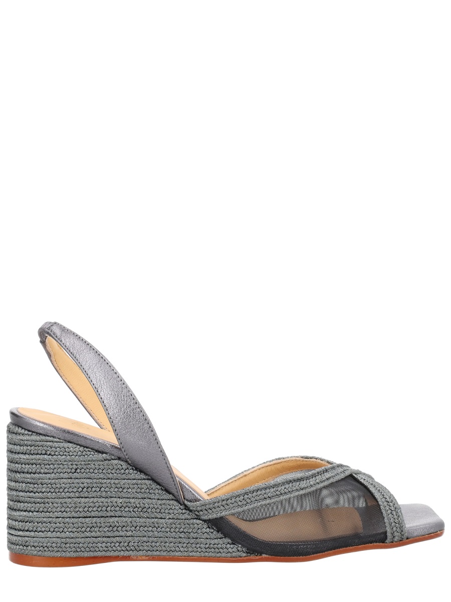 Castaner Slingback Espadrille Wedge Sandals With Transparent Mesh Panels Grijs
