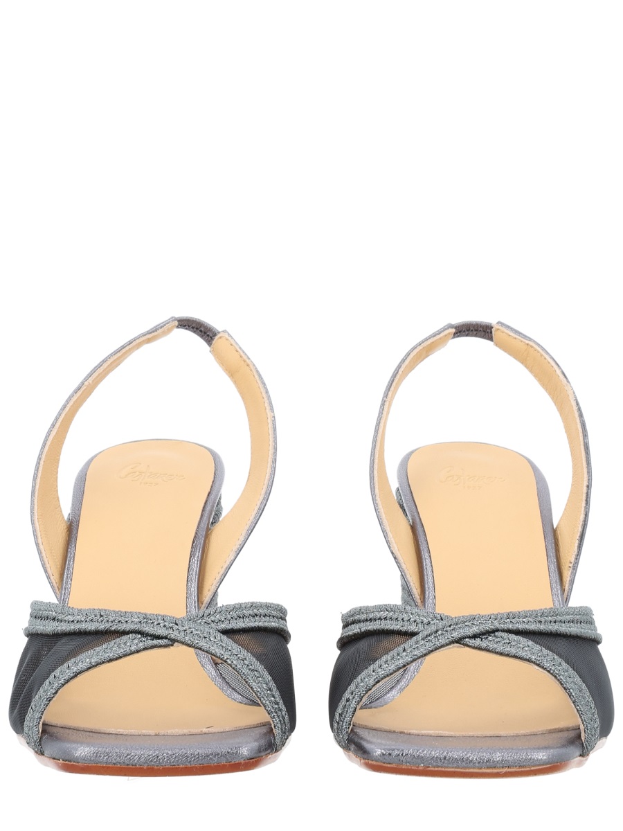 Castaner Slingback Espadrille Wedge Sandals With Transparent Mesh Panels Grijs