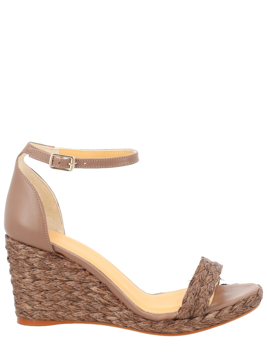 Castaner Neutral Berna Woven Raffia Wedge Sandals Bruin