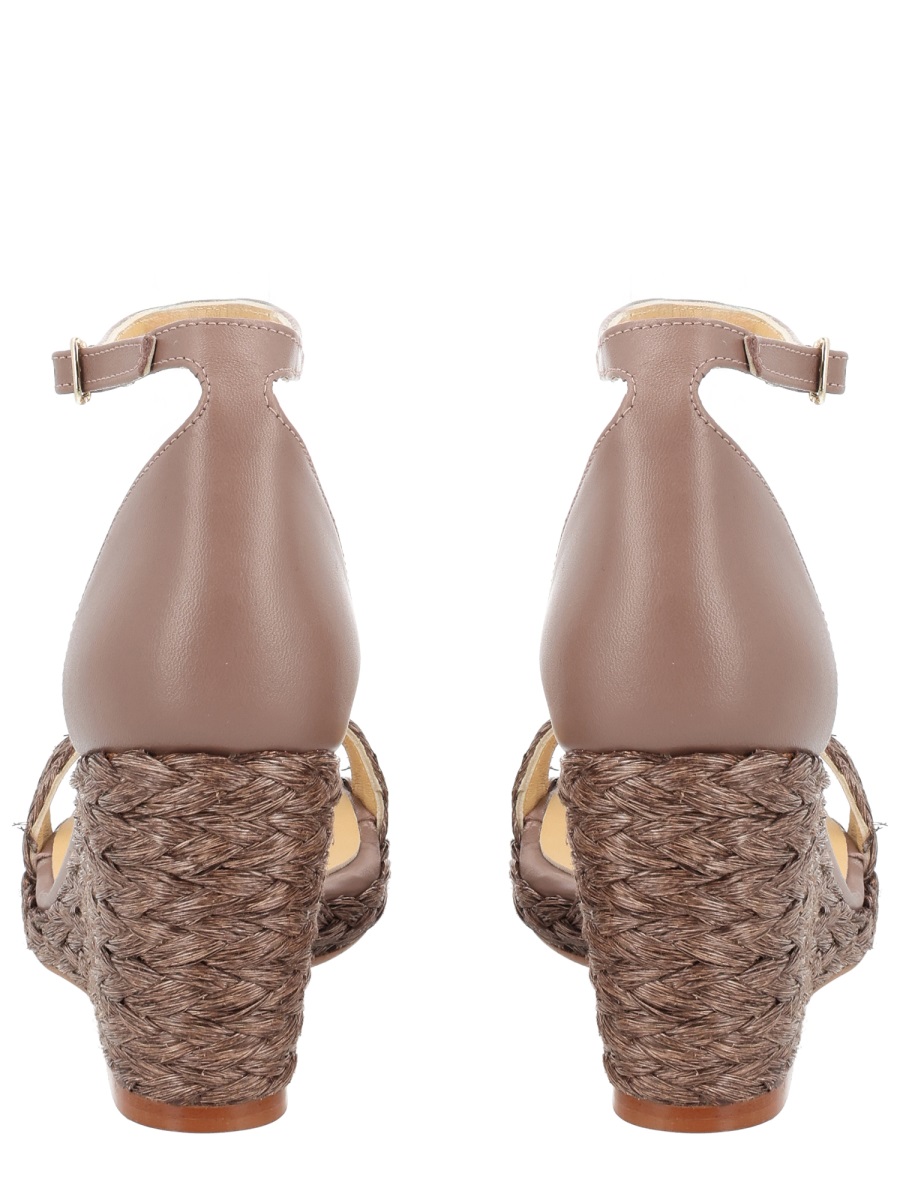 Castaner Neutral Berna Woven Raffia Wedge Sandals Bruin