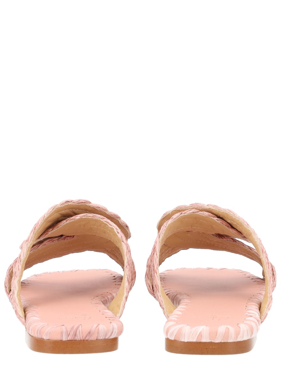 Castaner Padme Braided Polypropylene Raffia Flats Roze