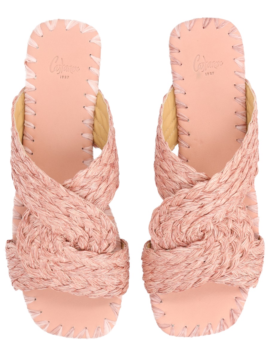 Castaner Padme Braided Polypropylene Raffia Flats Roze