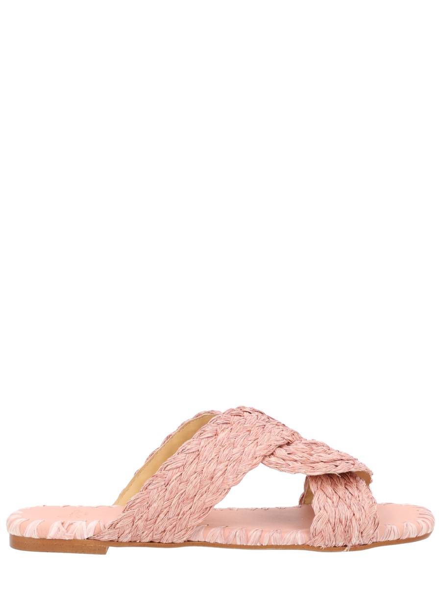 Castaner Padme Braided Polypropylene Raffia Flats Roze