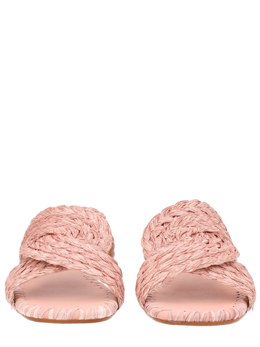 Castaner Padme Braided Polypropylene Raffia Flats Roze