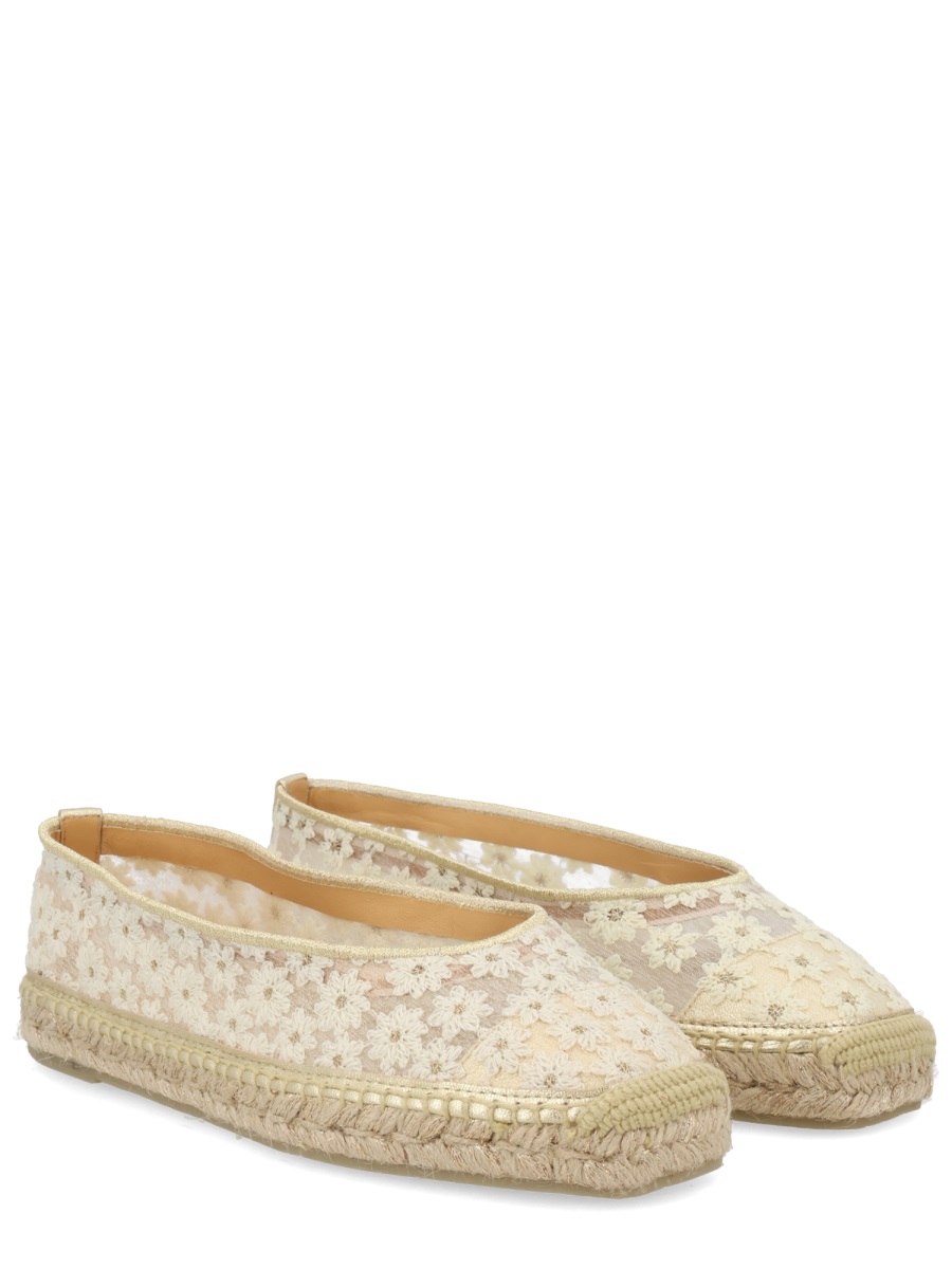 Castaner Paoli Floral Lace Jute Flats Neutraal