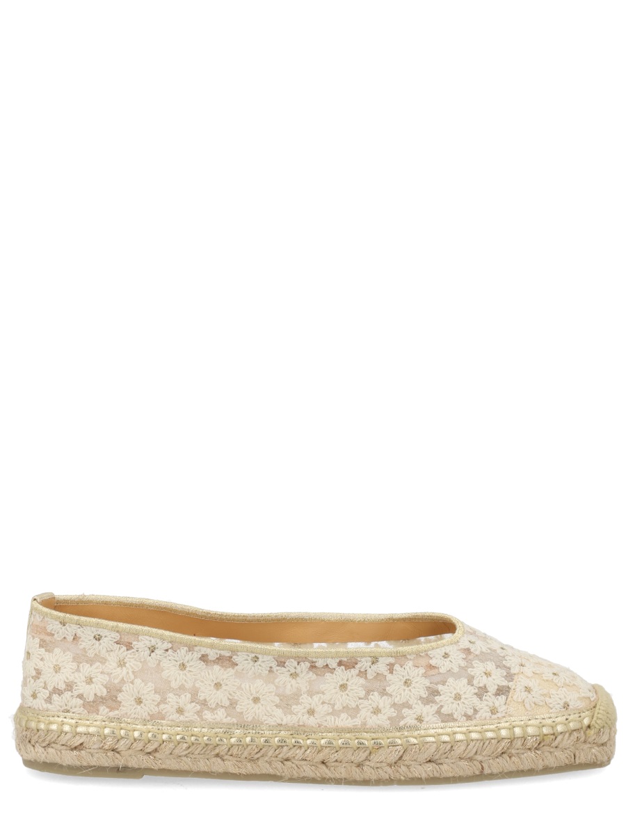 Castaner Paoli Floral Lace Jute Flats Neutraal
