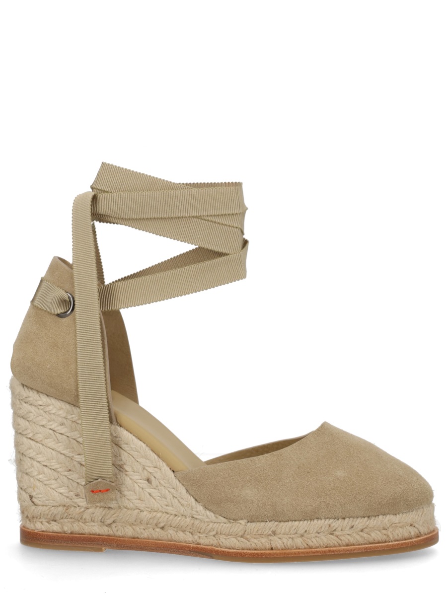 Castaner Camila Suede Ankle Ribbon Espadrilles Roze
