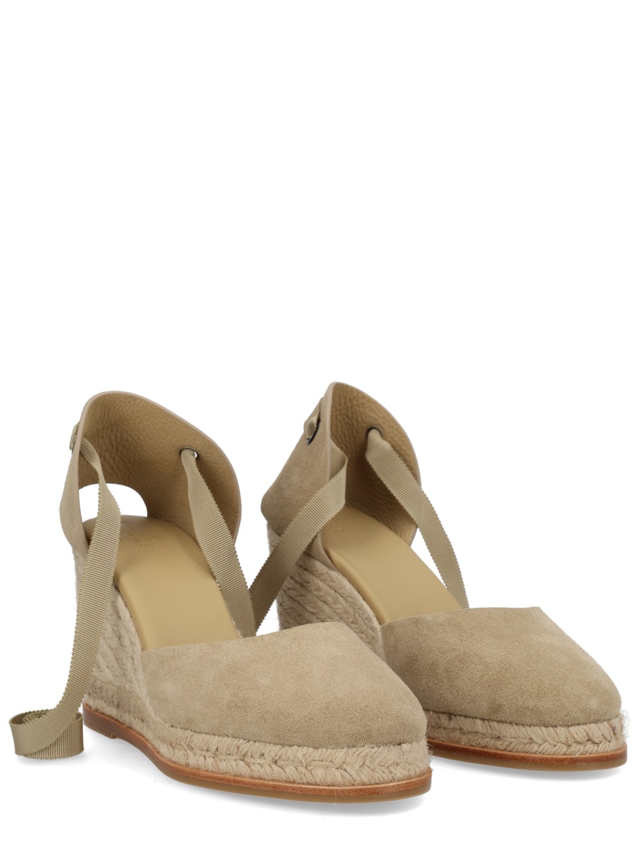 Castaner Camila Suede Ankle Ribbon Espadrilles Roze