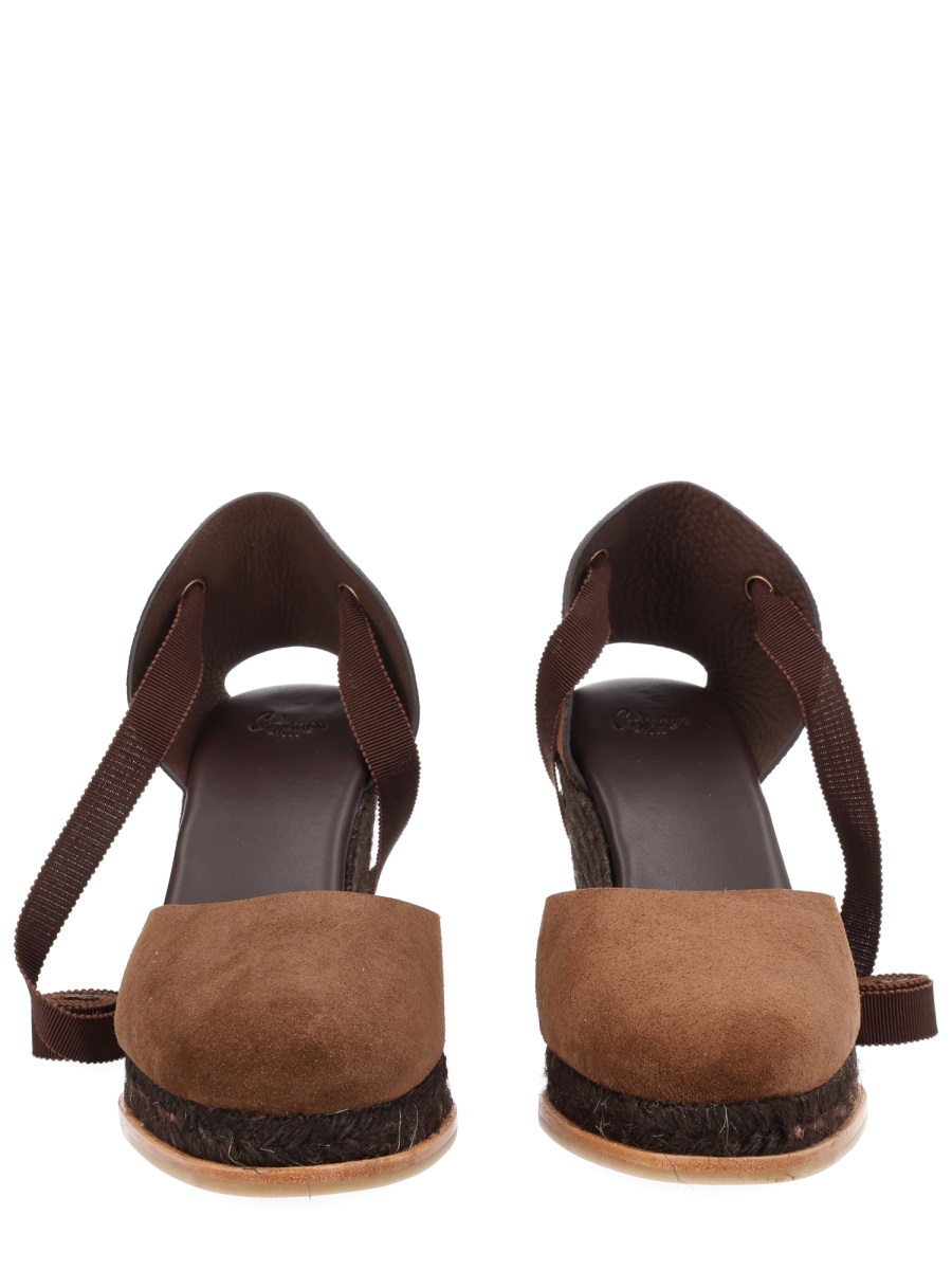 Castaner Warm Brown Camila Braided Wedge Suede Espadrilles Zwart