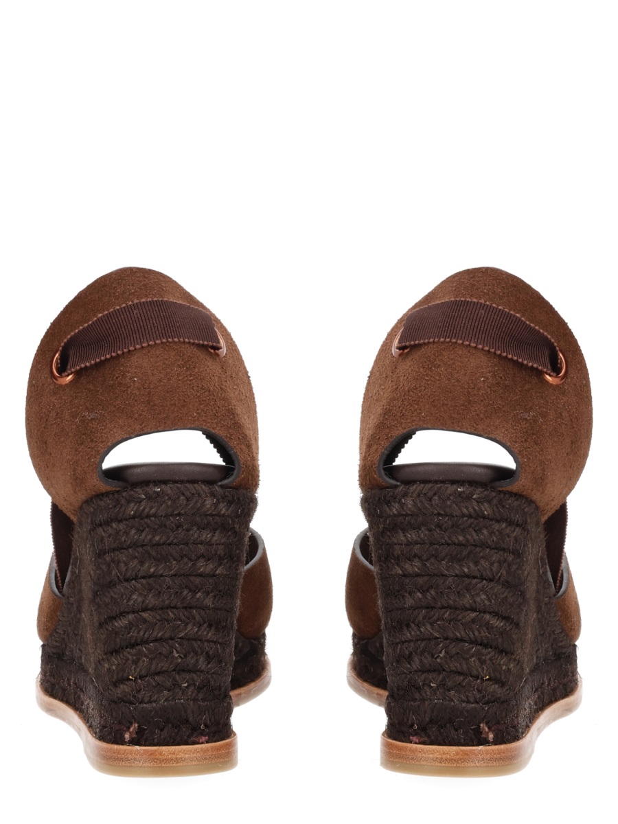 Castaner Warm Brown Camila Braided Wedge Suede Espadrilles Zwart
